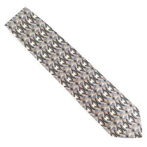 Amalfi Men Necktie Geometric 100% Silk Tan Gray 59x3.5 - NWOT - made in Italy